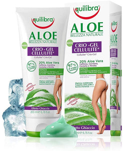 Equilibra Corpo, Aloe Crio-Gel Cellulite, Gel Fresco a Base di Aloe Vera, Favorisce la Circolazione Periferica, Contrasta Ritenzione Idrica, Cellulite e Pelle a Buccia d'Arancia, 200 ml