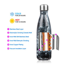 Carica l&#39;immagine nel visualizzatore di Gallery, Bottiglia Acqua in Acciaio Inox - 350/500/750ml, 500ml, Nero Galassia - Ilgrandebazar