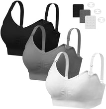 Carica l'immagine nel visualizzatore di Gallery, HBselect 3 PCS Reggiseno Allattamento con Estensione Reggiseno Bra Donna Morbido e Traspirante Reggiseno Senza Ferretto e Senza Cuciture.