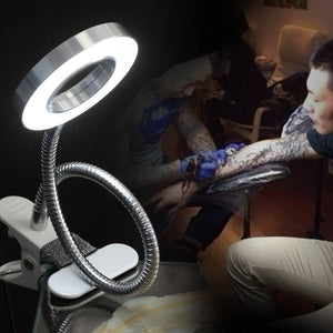 Lampada da tavolo a LED con clip, Portatile Sopracciglio permanente Manicure Luce fredda USB Strumenti di bellezza per l'uso del letto per il trucco delle unghie