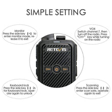 Carica l&#39;immagine nel visualizzatore di Gallery, Retevis RT15 Mini Walkie Talkie 2W 208DCS Squelch Professionali 5 Pezzi, Nero - Ilgrandebazar
