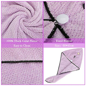Tencoz Asciugamano Capelli a Turbante, 2pcs a Turbante in Purple - Ilgrandebazar