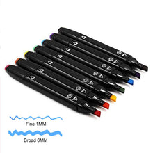 Carica l&#39;immagine nel visualizzatore di Gallery, Artista Necessario grafico pennarello Double Ended Finecolour Nero 40 Colori - Ilgrandebazar