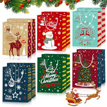 Carica l&#39;immagine nel visualizzatore di Gallery, ZLPBAO 12 pz Sacchetti Regalo di Natale, Grandi Bustine Regalo con Manico per Dolcetti Caramelle Confetti Doni e Regali di Natale, Sacchetti Natalizi Sacchetti Regalo Carta Natale per Regali