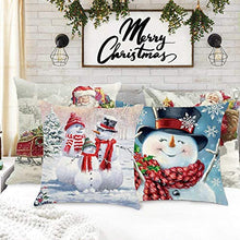 Carica l'immagine nel visualizzatore di Gallery, AcnA Natale Fodere per Cuscini,4 Pezzi Cuscini Caso Federa,Copricuscini Natalizi 45x45cm,Pupazzo di Neve Invernale Babbo Natalizie Divano Decorativi di Natale
