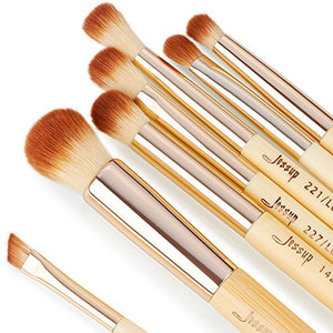 Jessup T143 - Set di pennelli da trucco in bambù, per definire il viso,...