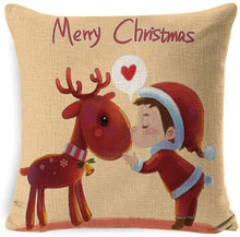 Carica l'immagine nel visualizzatore di Gallery, Yidaxing Natale Federa per Cuscini Cotone Biancheria 4 Pack Buon Natale Babbo Alce per divani Decorativo Biancheria Cuscino copricuscini Divano Caso Federa(45x45cm)