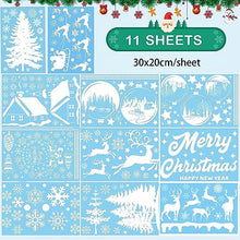 Carica l&#39;immagine nel visualizzatore di Gallery, Aonveki Vetrofanie Natalizie per Finestre, 11 Fogli Adesivi Natalizi per Finestre, Natale Vetrofanie Addobbi Natale Adesivi Rimovibile, Vetrofanie Fiocchi di Neve e Alci per Decorazioni Natalizie