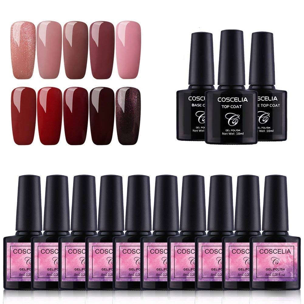 Coscelia kit 10pc semipermanenti per #10 colori+Top coat+Base coat+Matt - Ilgrandebazar