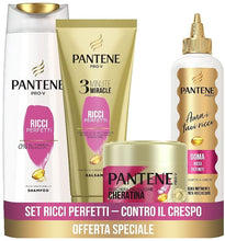 Carica l&#39;immagine nel visualizzatore di Gallery, Pantene Pro-V Ricci Perfetti, Set composto da Shampoo capelli ricci 225ml, Balsamo Capelli 3Minute Miracle150ml, Maschera Capelli 300ml, Crema Nutriente 270ml, Regalo