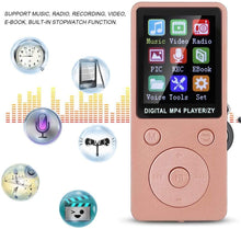 Carica l&#39;immagine nel visualizzatore di Gallery, Musica MP3 MP4 Player 8G Bluetooth Schermo da 1,8 pollici Mini Lettore portatile Supporto 32G Memory Card Pulsante tondo, Supporto musica, Radio, Registrazione, Video Regalo per bambini(Oro)