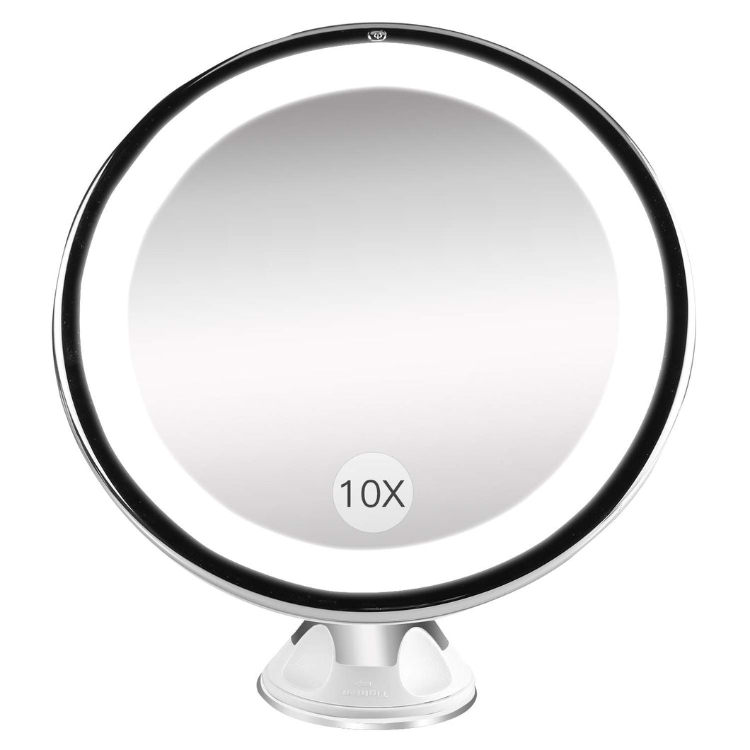 Bestope Specchio Ingranditore da Trucco con Luce LED, Bianco Tondo 10x –
