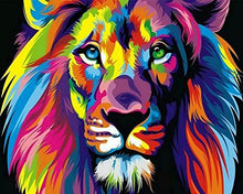 Carica l&#39;immagine nel visualizzatore di Gallery, BOSHUN Dipingere con i Numeri Kit pennelli e senza telaio, Leone Colorato - Ilgrandebazar