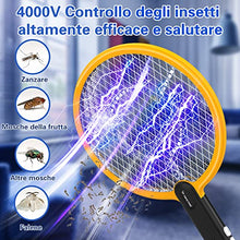 Carica l'immagine nel visualizzatore di Gallery, TMACTIME Racchetta Zanzare Elettrica 2-in-1, 1500 mAh 4000V Racchetta Antizanzare, USB Lampada UV con Base, Protezione Maglia a 3 Strati, Adatto per Casa, Giardino, Interni ed Esterni