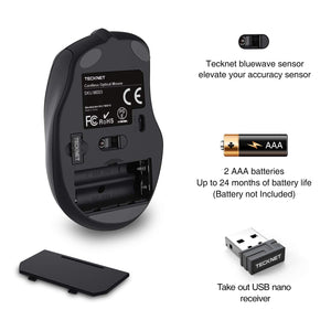TECKNET PRO Mouse Senza Fili, 2600DPI, Durata delle batterie di 24 Grigio - Ilgrandebazar