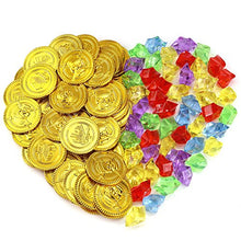 Carica l&#39;immagine nel visualizzatore di Gallery, Pllieay 50 Pezzi Monete di Oro del Pirata Plastica e 50 Gemme Pirati... - Ilgrandebazar