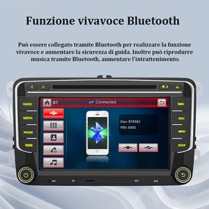 AWESAFE Autoradio 2 Din per VW Volkswagen Golf 5 6 Polo Passat Skoda Seat Tiguan, 7 Pollici con GPS Navigatore Car Radio Supporta la funzione Comandi al volante Bluetooth Vivavoce CD DVD SD USB RDS