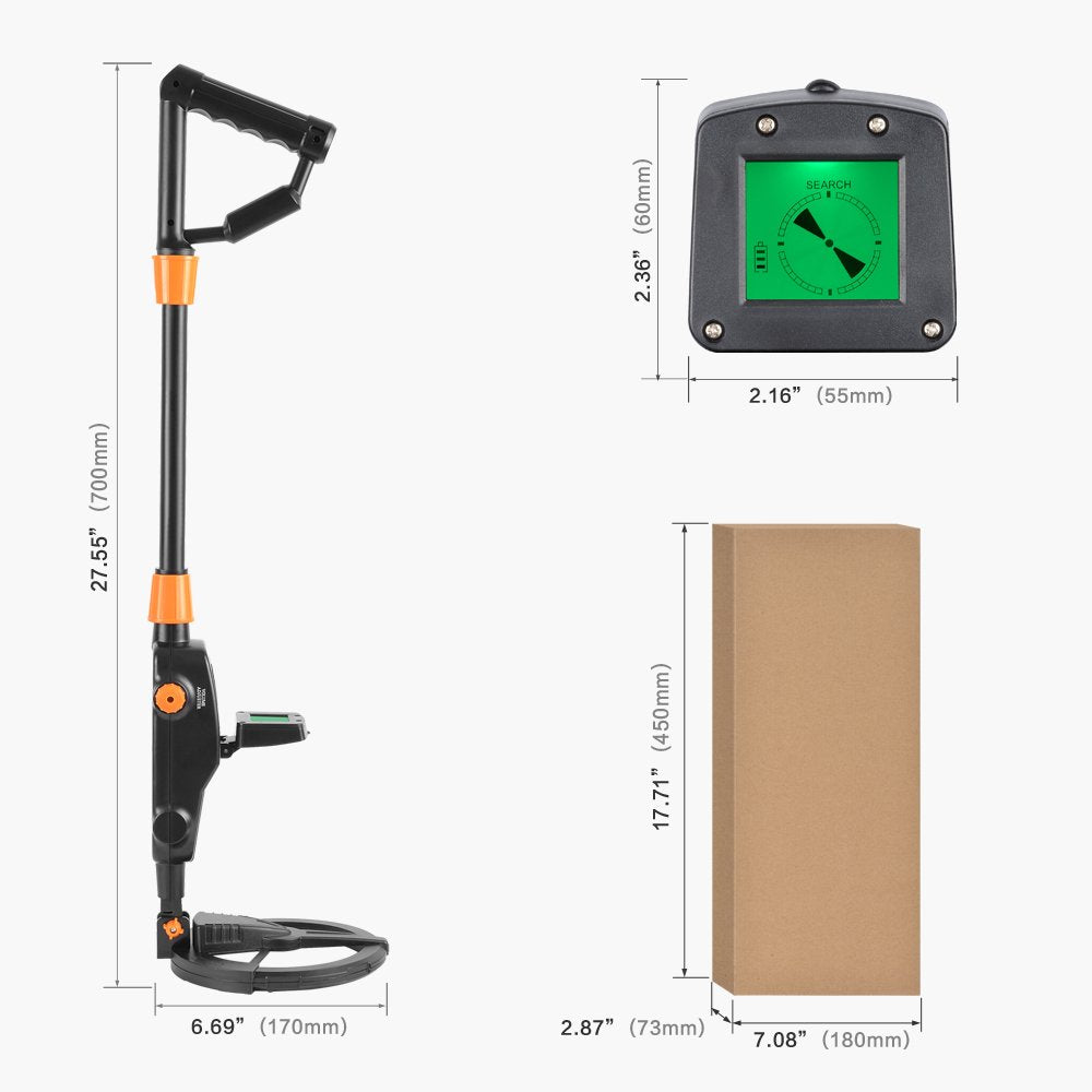 Metal Detector Per Bambini - Regolabile 60-86 Cm, Con Display LCD, Pala E Zaino, Per Avventure All'aperto