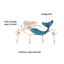 Carica l&#39;immagine nel visualizzatore di Gallery, TOOARTS Appendiabiti da parete in ferro/Iron Mermaid Wall Hanger Blu E Oro - Ilgrandebazar