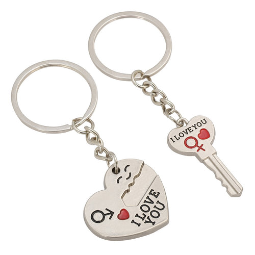 TRIXES Portachiavi San Valentino a Cuore e Chiave con Freccia Argento / Cromo - Ilgrandebazar