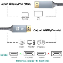 Carica l&#39;immagine nel visualizzatore di Gallery, Snowkids Cavo DisplayPort a 1.8m Câble DisplayPort vers HDMI, Grigio-1.8M - Ilgrandebazar
