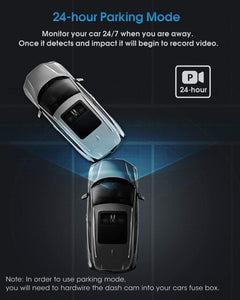 Abask Dash Cam Doppia Telecamera per Auto, Dash Cam con Cabina Cam FHD 1080P Visione Notturna, Grandangolare di 310°, G-Sensor, Registrazione in Loop, Monitor di Parcheggio, Scheda SD da 32 GB inclusa