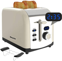Carica l'immagine nel visualizzatore di Gallery, Tostapane 2 Fette, Morpilot Tostapane con 2 Ampie Fessure in Acciaio Inossidabile e Display a LED, Tostapane Automatico con la Funzione di Scongelamento/Riscaldamento/Annullamento e 6 Modalità