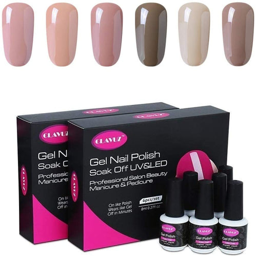 Clavuz Gift Set - Smalto Semipermanente, UV LED Soak Off Gel Polish, Set Kit da 6Pz con Gift Box(6 Colori Gel), Colori Fissi, Multicolori da Scegliere, VU/LED Ricostruzione Unghie Arte - 8ML Nu001