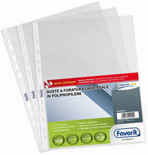Carica l'immagine nel visualizzatore di Gallery, Favorit Buste Perforate Trasparenti, 22 x 30 cm, Adatte per Documenti A4, Lucide, Confezione da 100 Pezzi