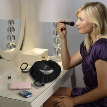 Carica l'immagine nel visualizzatore di Gallery, Borsa per il trucco con coulisse pigra Borsa per cosmetici da viaggio grande portatile Borsa per il trucco da viaggio Borsa per l'archiviazione per donna Ragazza (Nero)