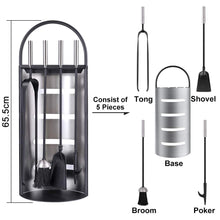 Carica l&#39;immagine nel visualizzatore di Gallery, Set di Strumenti per Caminetti 4 Pezzi, Porta Attrezzi, Paletta, Pinza,... - Ilgrandebazar
