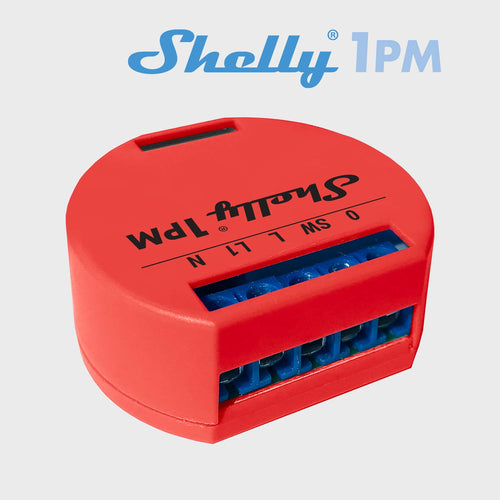 Shelly 1PM Interruttore Relè Wi-Fi con Wattometro per Controllo Rosso - Ilgrandebazar
