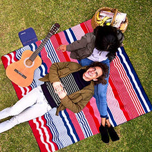 Carica l'immagine nel visualizzatore di Gallery, ZOMAKE Coperta Telo Picnic Impermeabile Strisce Rosse E Blu(200*200cm)