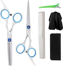 Carica l'immagine nel visualizzatore di Gallery, Sooair - Set di 2 forbici professionali da parrucchiere, per parrucchiere, parrucchiere, forbici e forbici piatte, per uomo e donna