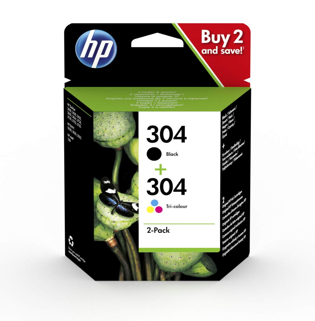 HP 304 3JB05AE Confezione da 2 Cartucce Originali Standard, Nero + Tricromia - Ilgrandebazar