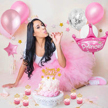Carica l'immagine nel visualizzatore di Gallery, Decorazioni per Feste di Compleanno con Cake Topper DIY, Happy Birthday Banner di Buon Compleanno, Rosa Palloncini con Coriandoli con Lettere, per Ragazza Compleanno Decorazioni Feste