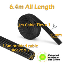 Carica l&#39;immagine nel visualizzatore di Gallery, MOSOTECH Raccogli Cavi 3 Pezzi, 2 X 1,6M Guaina per 2x1,6m + 1x 3,1m, Nero3