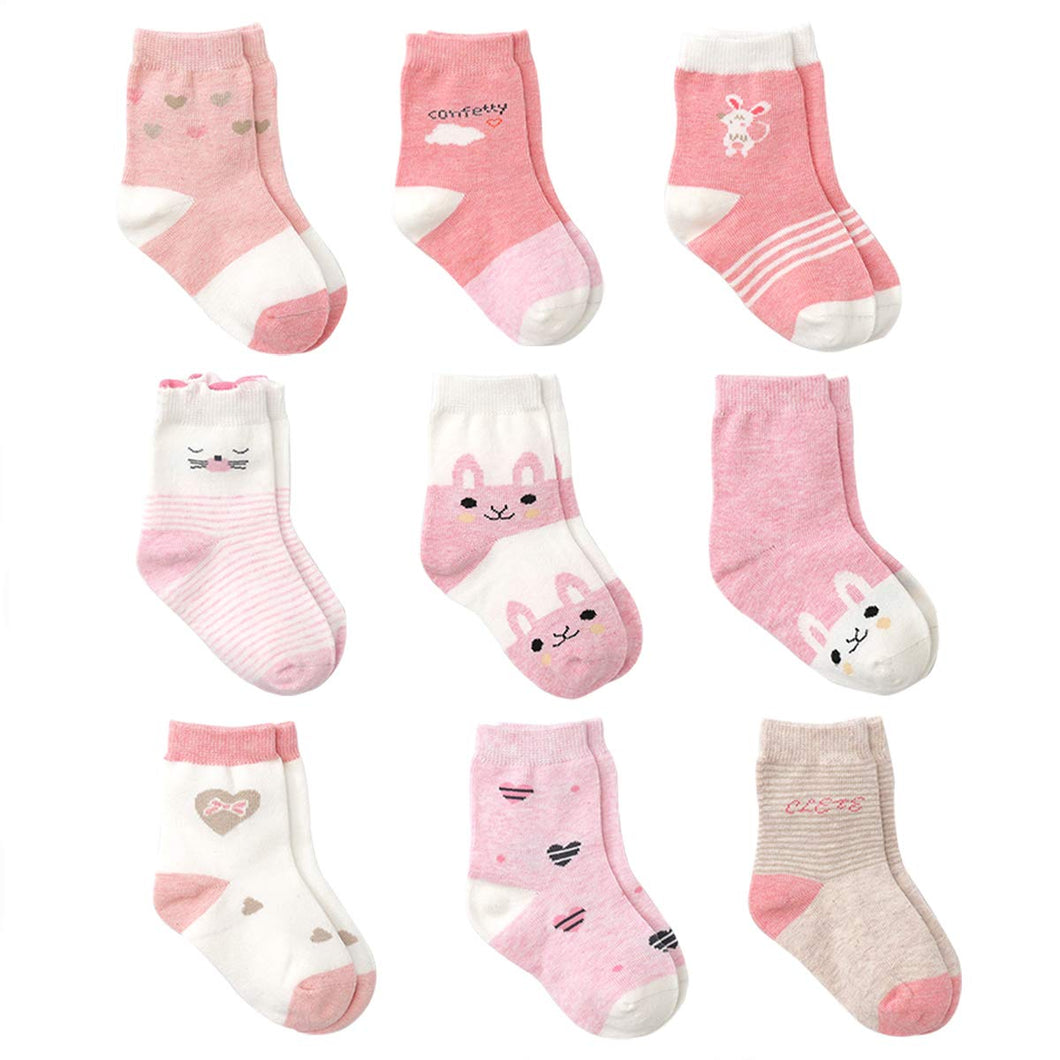 Cotton Coming Rosa Cotone Bambina Neonata Calzini ，9 Paia Carino Bambino... - Ilgrandebazar