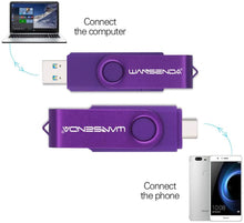 Carica l'immagine nel visualizzatore di Gallery, Chiavetta USB USB 3.0 di tipo C Wansenda USB Pen Drive OTG Flash Drive Per Tipo-C Dispositivi Android/PC/Mac (64GB, Viola) 64 Gb Viola