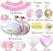Carica l'immagine nel visualizzatore di Gallery, MMTX Decorazioni Feste di Compleanno, con Striscioni di Buon Compleanno, Palloncini a Cigno, Palloncino Cuore di Elio, Pompon di Carta, Cake Toppers e Palloncini in Lattice per Fidanzata Figlia