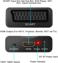 Carica l'immagine nel visualizzatore di Gallery, AMANKA Convertitore da SCART a HDMI Adattatore Audio Stereo HD Video Composito per SKY HD Blu Ray DVD TV PS3 con USB Cavo, Nero