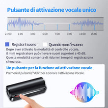 Carica l&#39;immagine nel visualizzatore di Gallery, Registratore Vocale, Mini Registratore Vocale Spia da 16GB con Attivazione Vocale-Durata Batteria di 19 giorni, Registratore impermeabile, un Pulsante per Registrare/Salvare, Ricaricabile