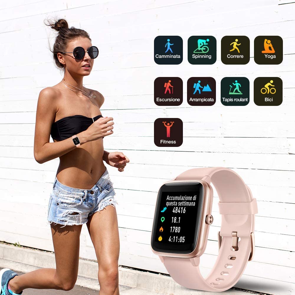 EIGIIS Smartwatch Donna, Orologio Fitness Tracker 3 ATM Impermeabile per  Samsung Xiaomi Huawei Android iOS Activity Tracker Notifiche Messaggi  Contapassi Calorie Cardiofrequenzimetro da Polso (Rose) : :  Elettronica