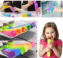 Carica l&#39;immagine nel visualizzatore di Gallery, GOLDGE Stampo per Ghiaccioli, Set di 6 Stampi Ghiaccio in Silicone e 1 Imbuto, Stampo di Popsicle con Coperchi, Riutilizzabili, Flessibile, Lavabile in Lavastoviglie, Colorito