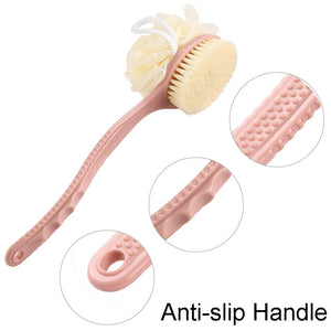 Spazzola per il bagno a manico lungo, 2 in 1 corpo rosa - Ilgrandebazar