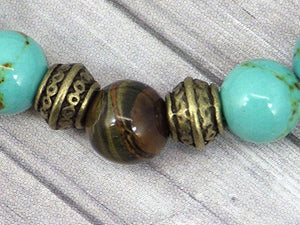 Bracciale da uomo Thurcolas in perle di turchese ricostituite e di... - Ilgrandebazar