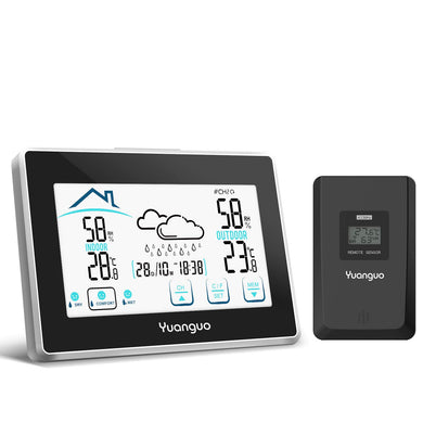Yuanguo (2019 Nuova Versione) Stazione Meteorologica Meteo, Termometro Nero - Ilgrandebazar