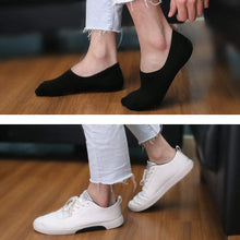 Carica l'immagine nel visualizzatore di Gallery, YOUCHAN Calzini per sneaker, unisex, 10 paia di calzini invisibili, senza show, grande cuscinetto in silicone, antiscivolo 10*nero 39-42