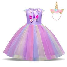 Carica l'immagine nel visualizzatore di Gallery, NNJXD Ragazza Unicorno Ruffles Fiori Festa Cosplay Abito da Sposa Vestito... - Ilgrandebazar