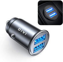 Carica l'immagine nel visualizzatore di Gallery, Caricabatteria auto USB, 4.8A Caricatore adattatore universale Caricabatterie da auto 2 Porte Super Mini Alluminio macchina per Phone X / 8/7 / 6s / Plus, Galaxy S8 / S7 / Edge, Huawei P9/P10 (Nero) Black